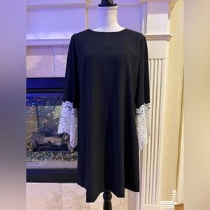 Elegant Tahari ASL Black Dress With Lace Bell Sleeves Size 10